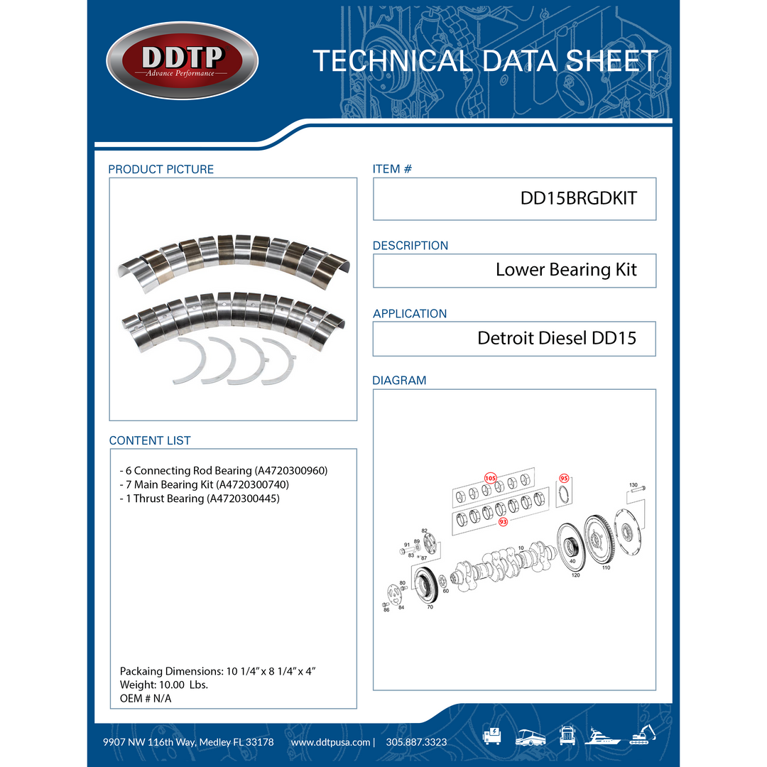 Detroit Diesel DD15 Heavy Duty Lower End Bearing Kit Standard