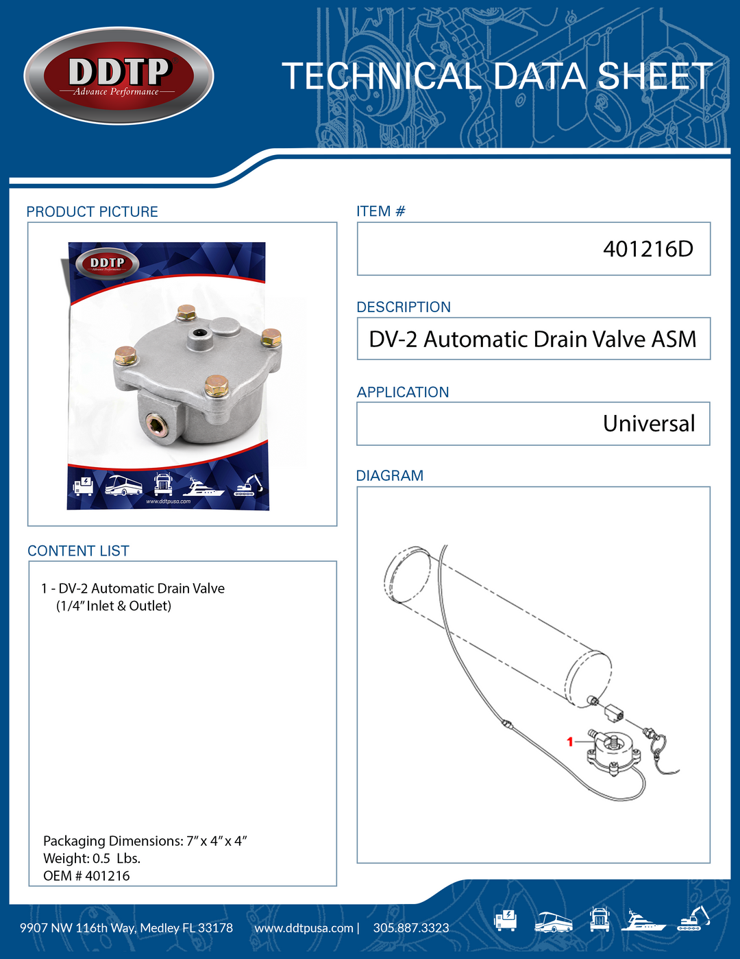 DV-2 Automatic Drain Valve 1/4" Inlet & Outlet