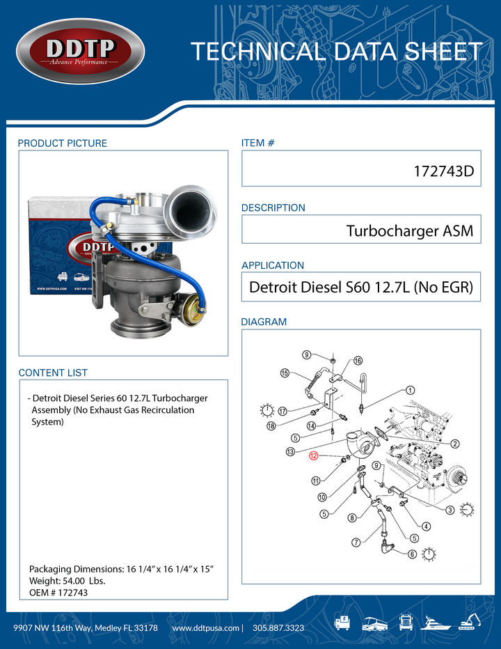 Turbocharger Assembly Detroit DIesel S60 12.7L 430-500 HP
