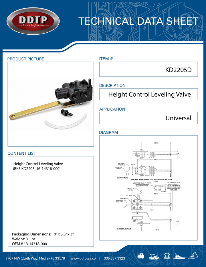 Height Control Leveling Valve