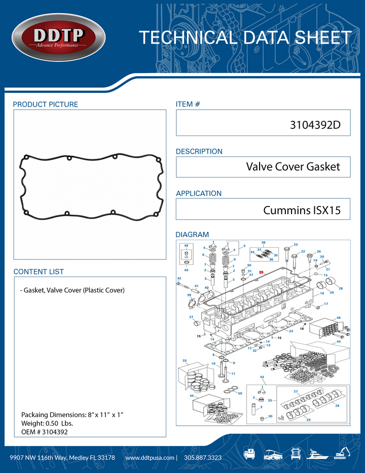 Valve Cover Gasket Cummins ISX15