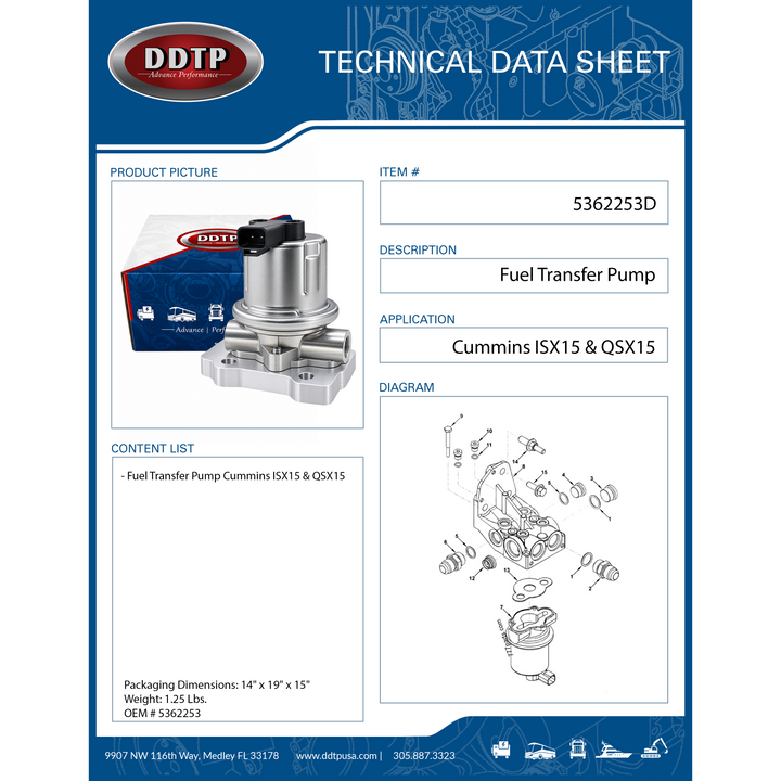 Fuel Transfer Pump Cummins ISX15