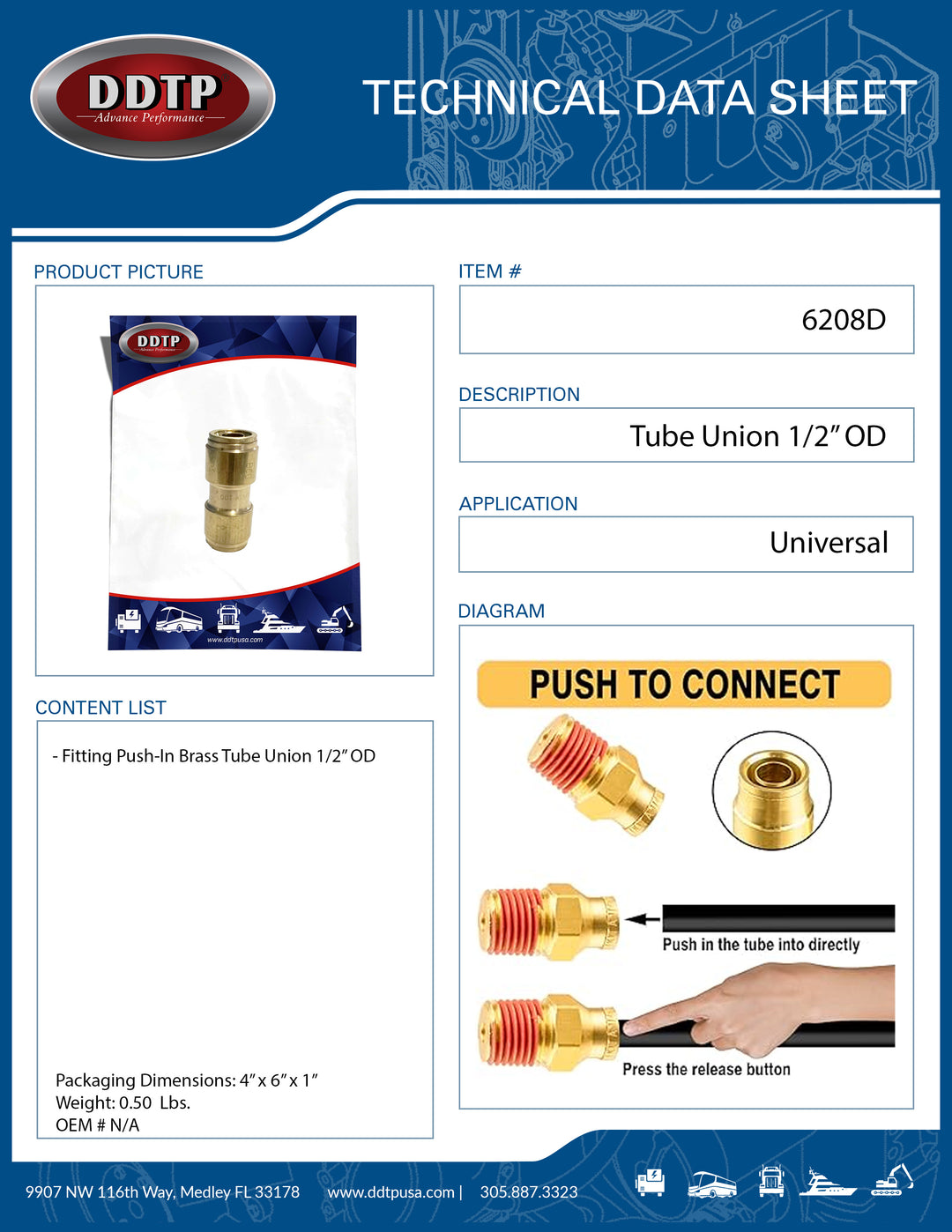Tube Union 1/2" OD