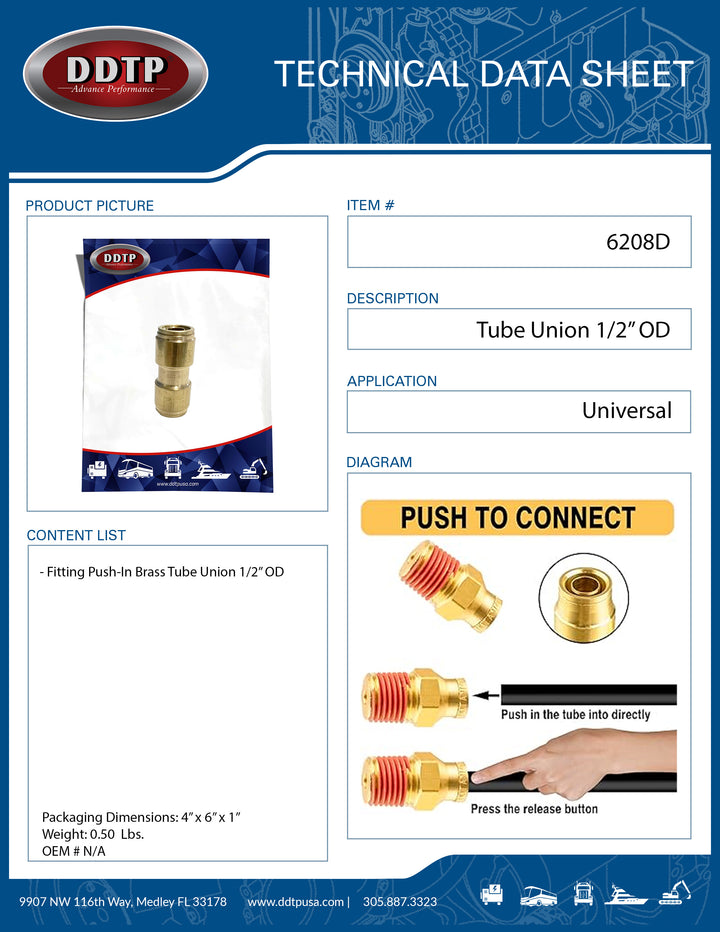 Tube Union 1/2" OD