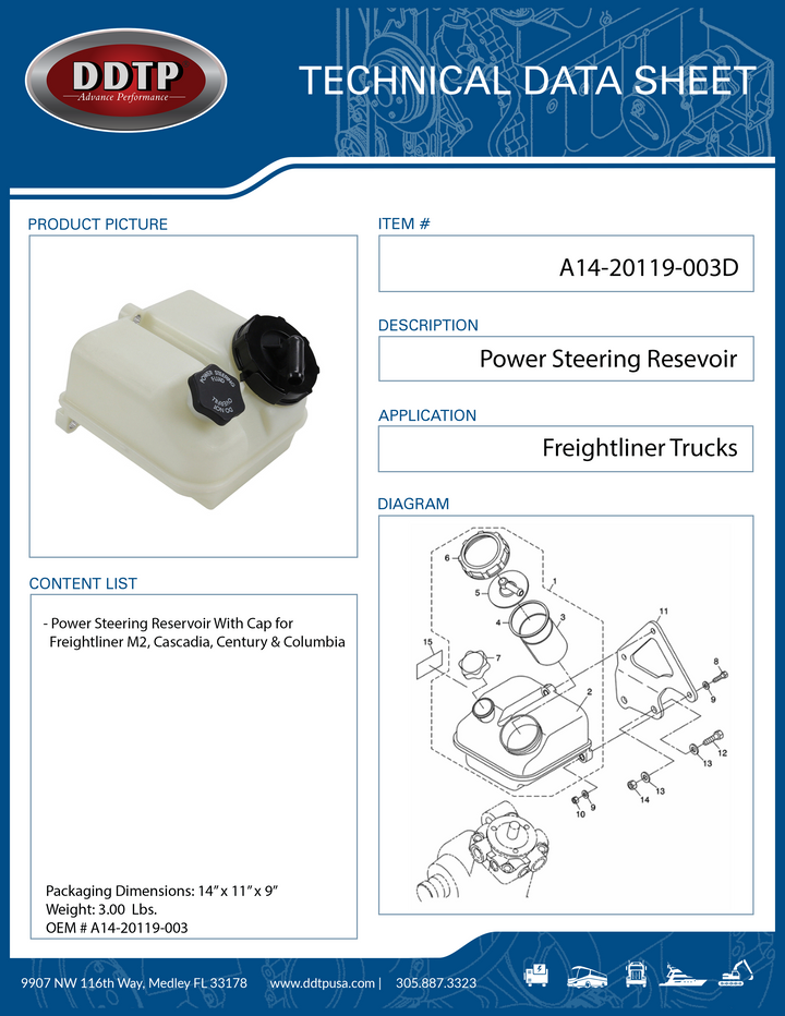 Power Steering Fluid Reservoir Tank with Cap