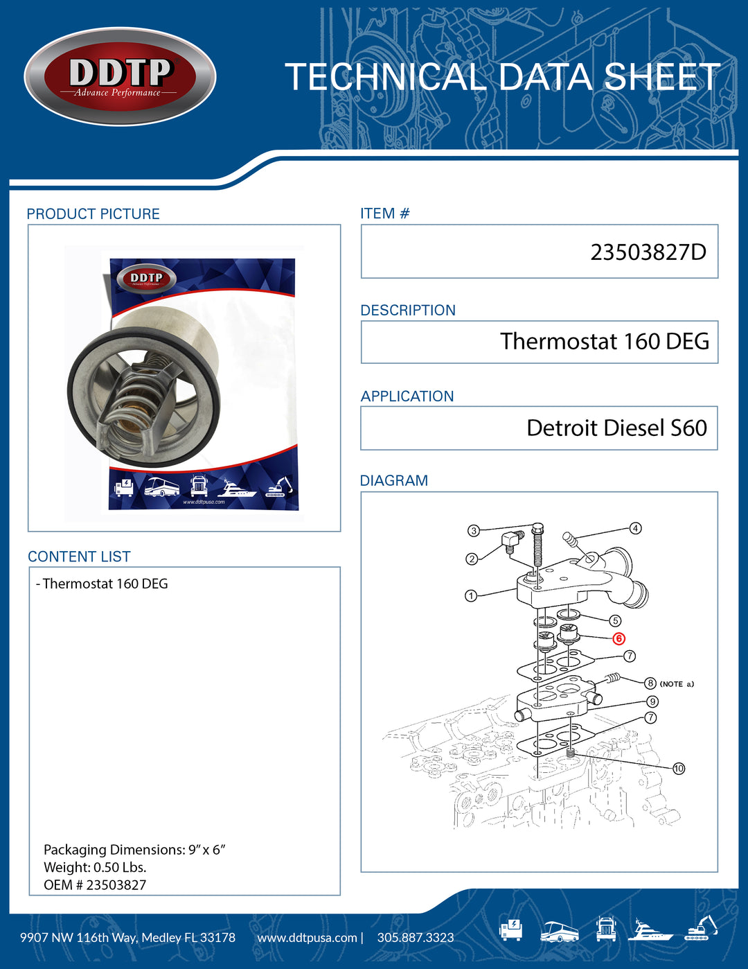 Detroit Diesel S60 Thermostat 160 DEG S60 (23503827)