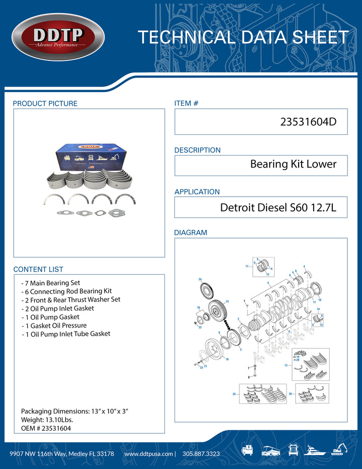 Bearing Kit Lower S60 12.7L ( 23531604 )