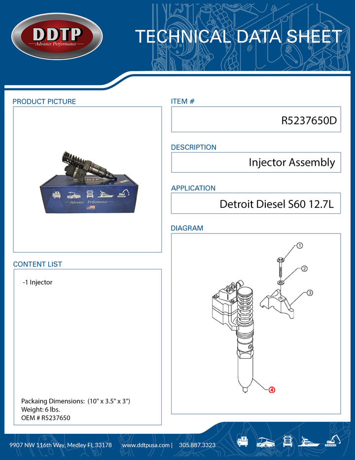 Remanufactured Injector ASM S60 EUI (R5237650)