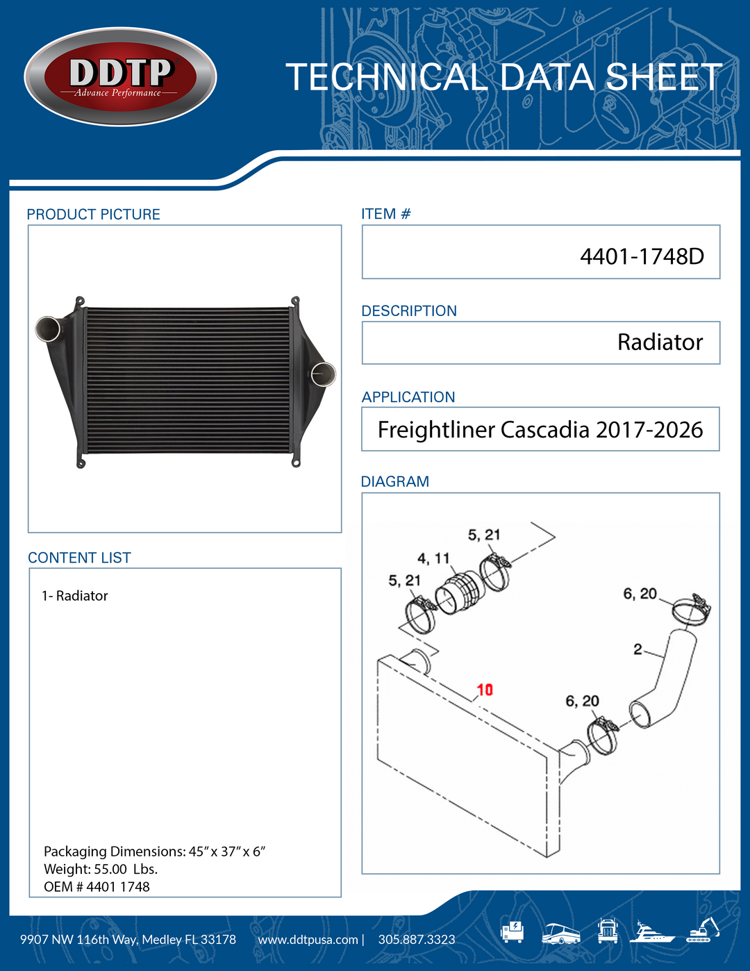 Heavy Duty Radiator | Aluminum Core Engine Coolin Freightliner Cascadia 2017 - 2026
