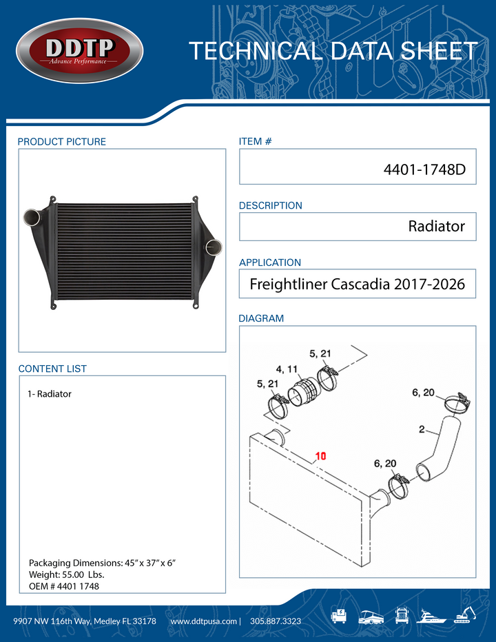 Heavy Duty Radiator | Aluminum Core Engine Coolin Freightliner Cascadia 2017 - 2026