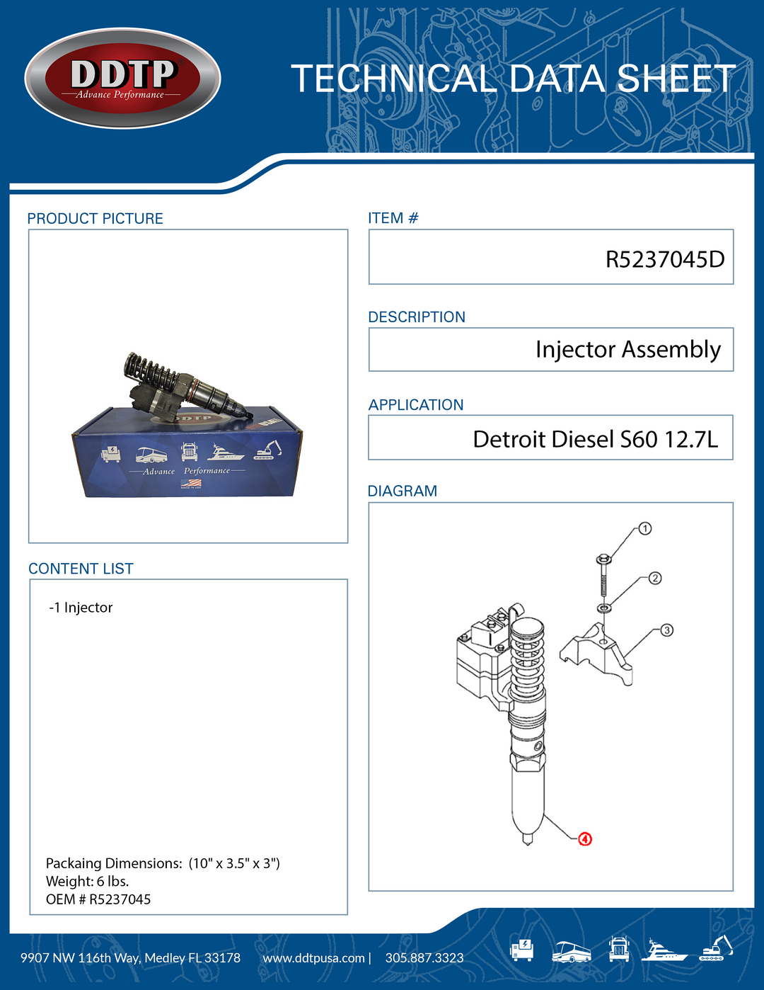 Remanufactured Injector ASM S60 EUI (R5237045)