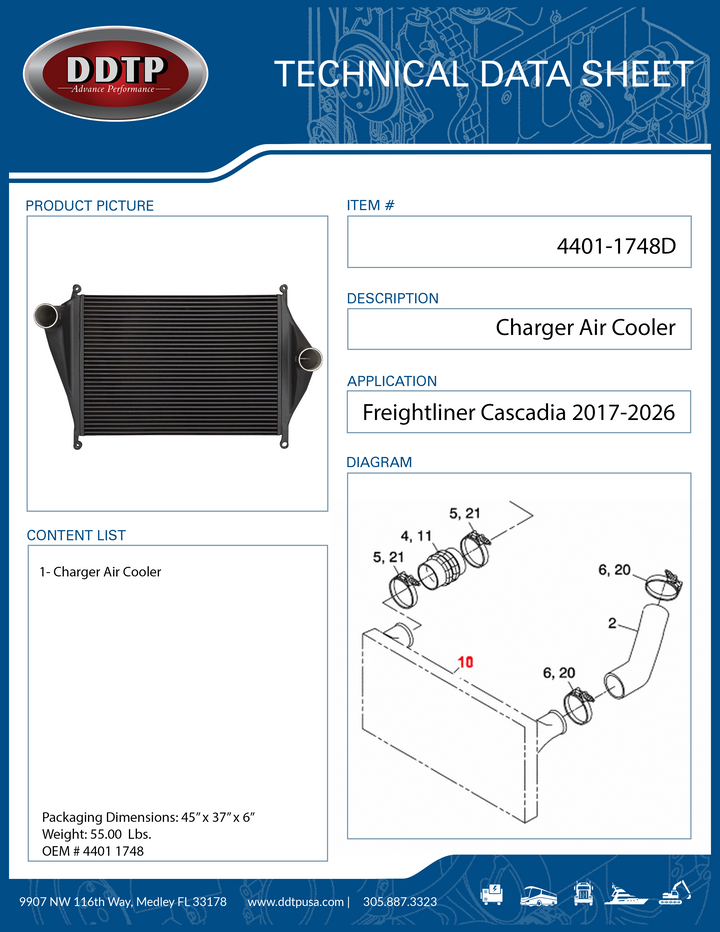 Heavy Duty Charger Air Cooler| Aluminum Core Engine Coolin Freightliner Cascadia 2017 - 2026