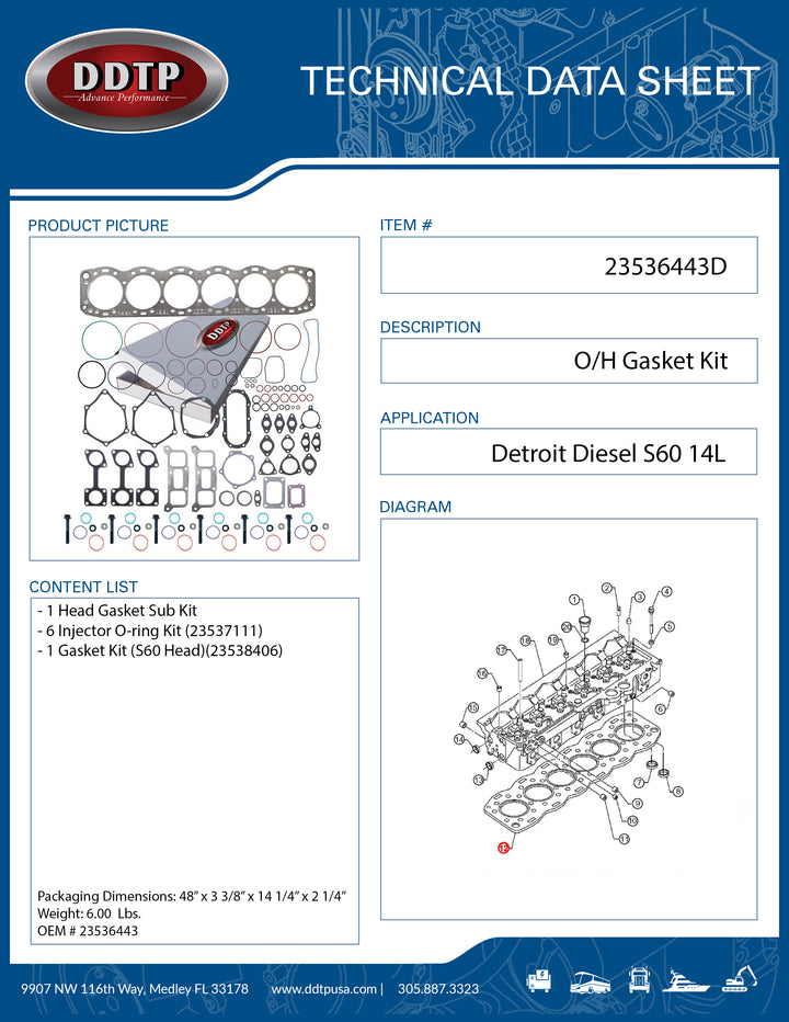 O/H Gasket Kit S60 14L (23536443)