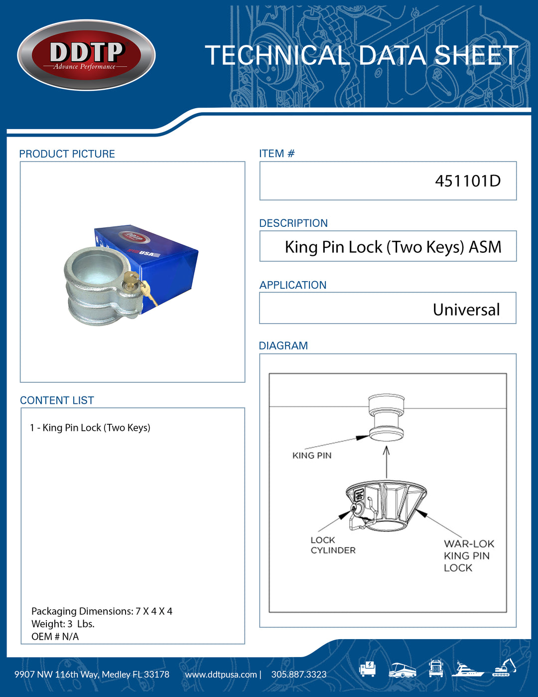 King Pin Lock Two Keys ( 451101D )