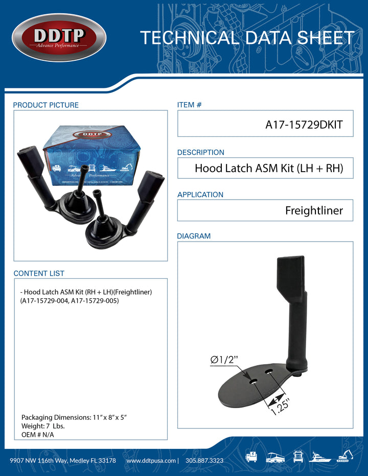 Hood Latch ASM Kit (RH + LH)(Freightliner)(A17-15729-004, A17-15729-005)
