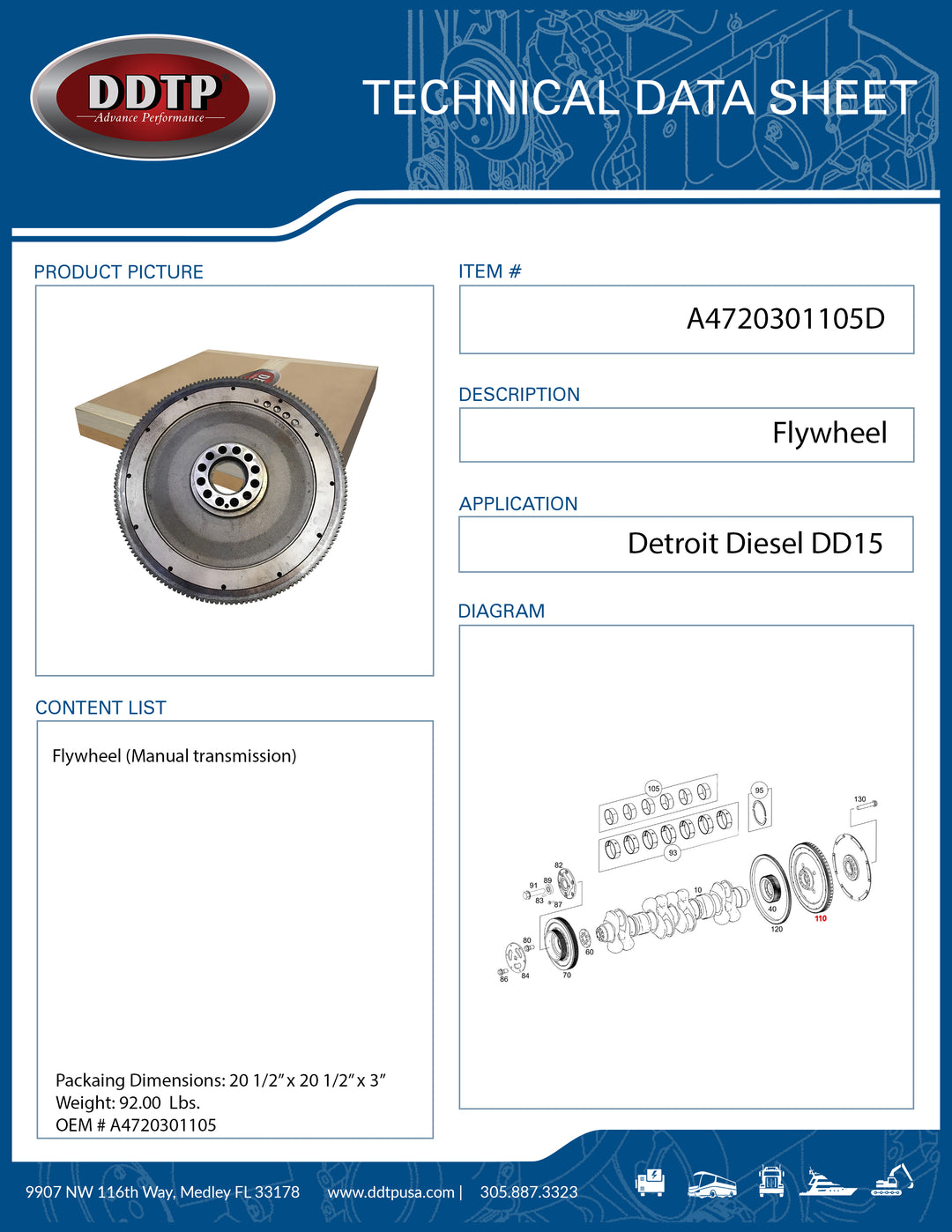 Flywheel DD15 Manual Transmission ( A4720301105 )