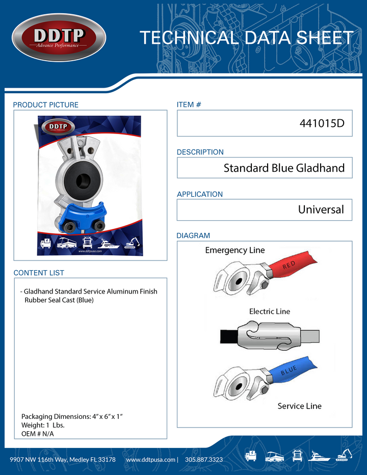 Glandhand Standard Service Aluminum Finish Rubber Seal Cast Blue