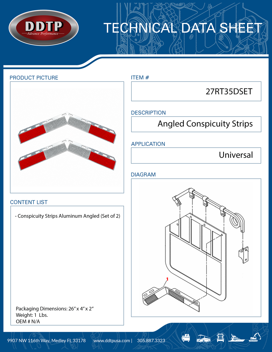 Tiras de visibilidad de aluminio en ángulo (juego de 2)