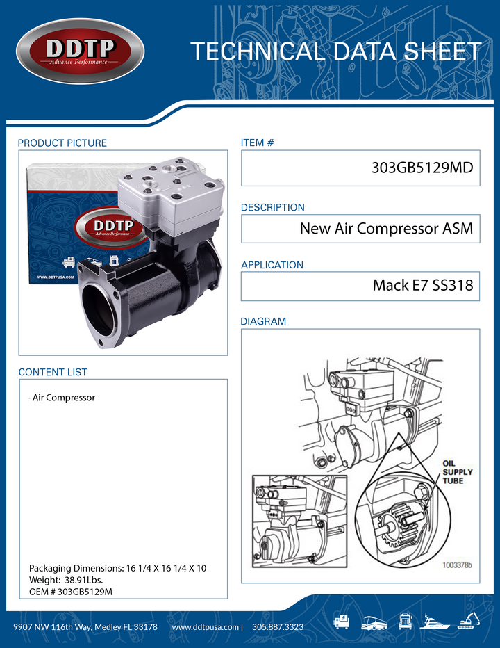 New Mack E7 SS318 Air Compressor
