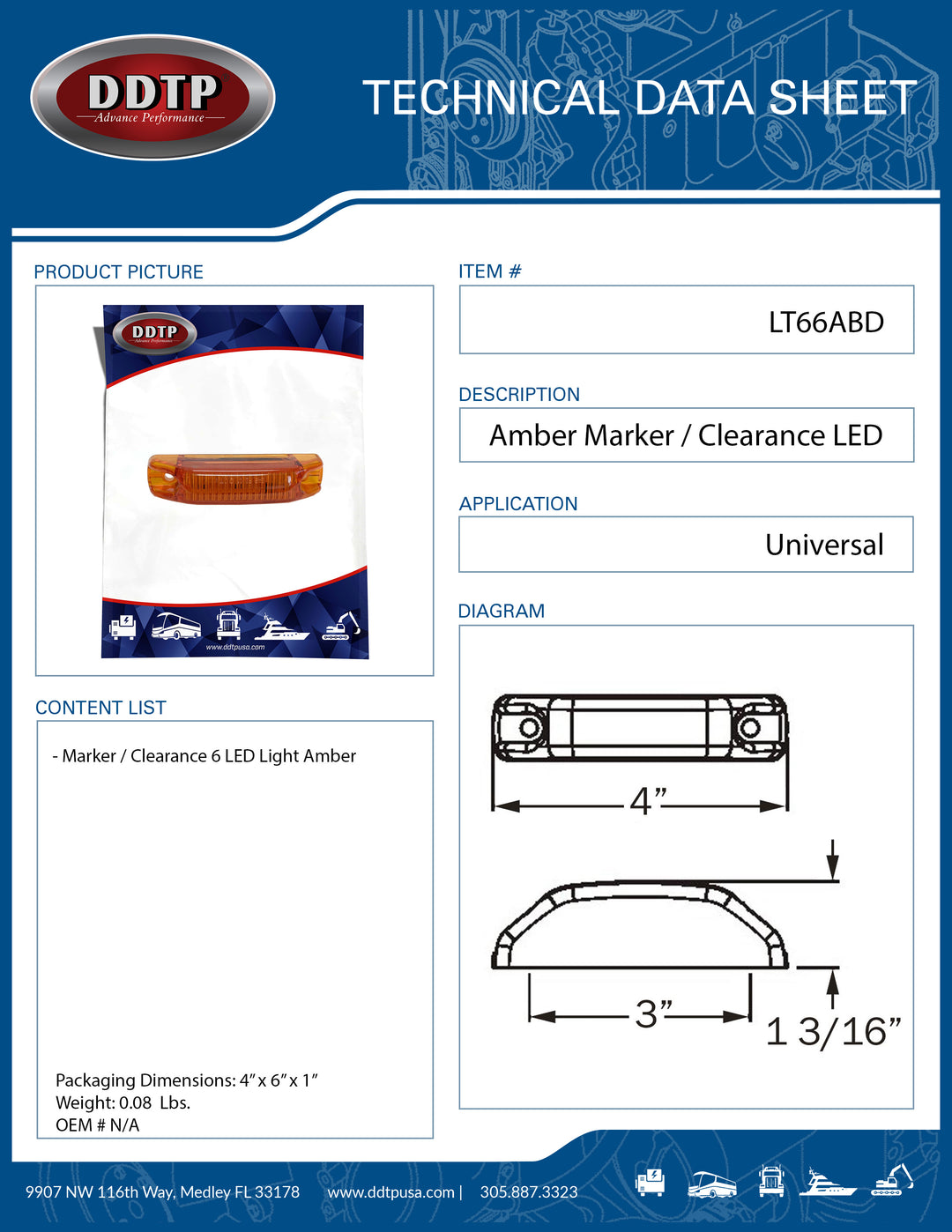 Amber Marker / Clearance Light (6 LED)