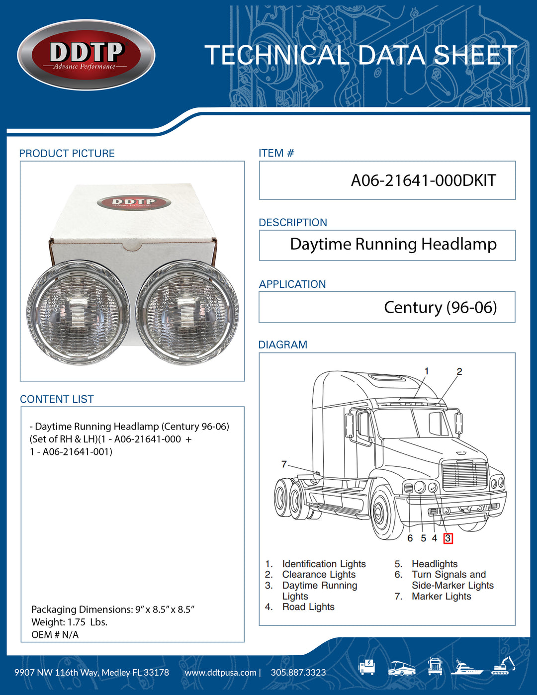 Daytime Running Headlamp (Century 96-06)(Set of RH & LH)(1 - A06-21641-000  + 1 - A06-21641-001)