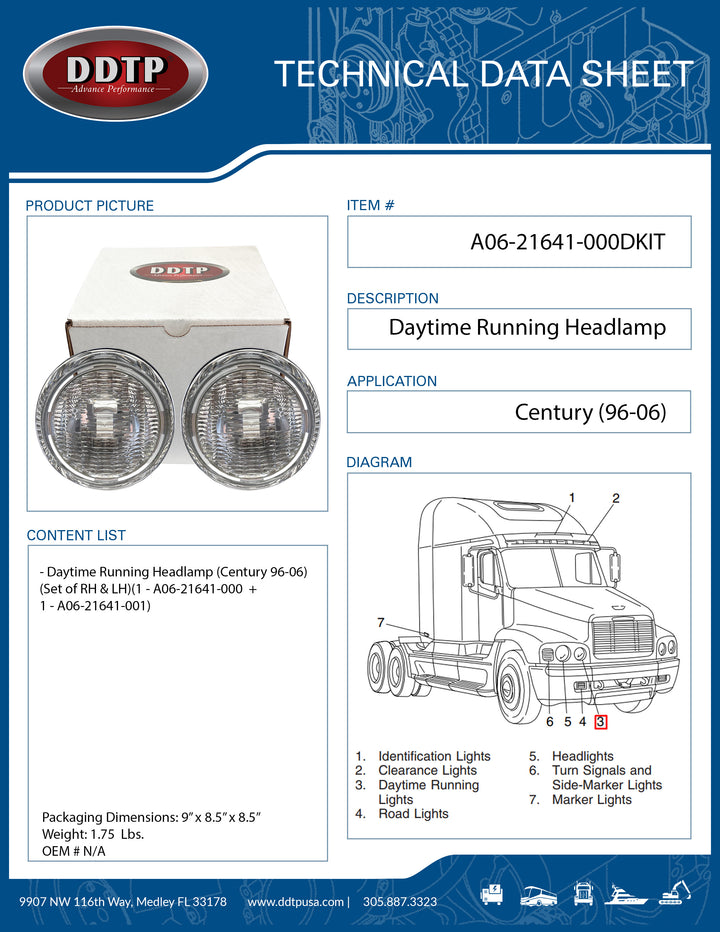 Daytime Running Headlamp (Century 96-06)(Set of RH & LH)(1 - A06-21641-000  + 1 - A06-21641-001)
