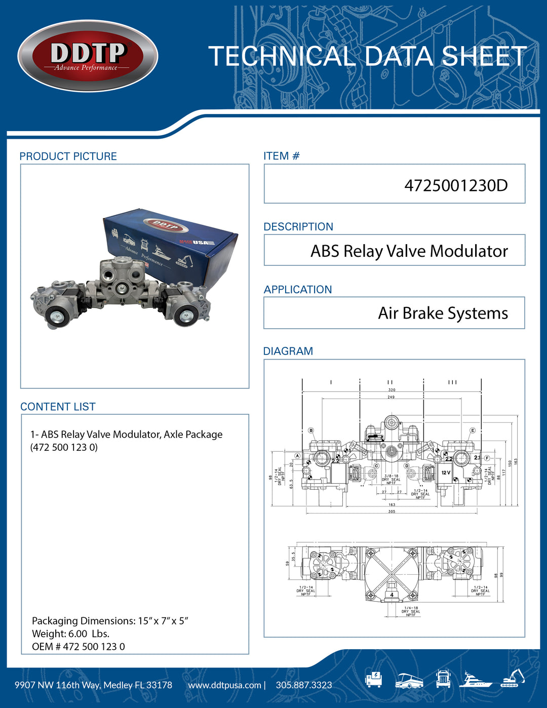 ABS Relay Valve Modulator, Axle Package (472 500 123 0)