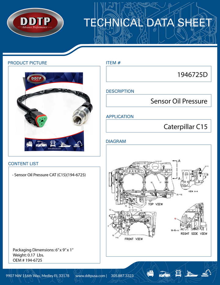 Sensor Oil Pressure Caterpillar C15