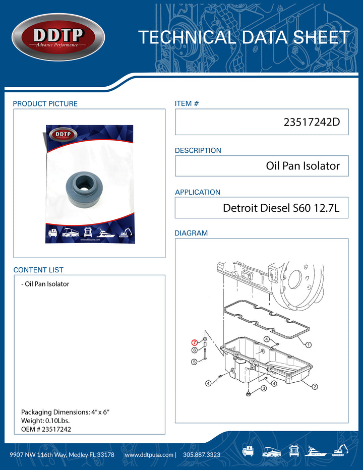 Oil Pan Isolator S60 12.7L ( 23517242 )