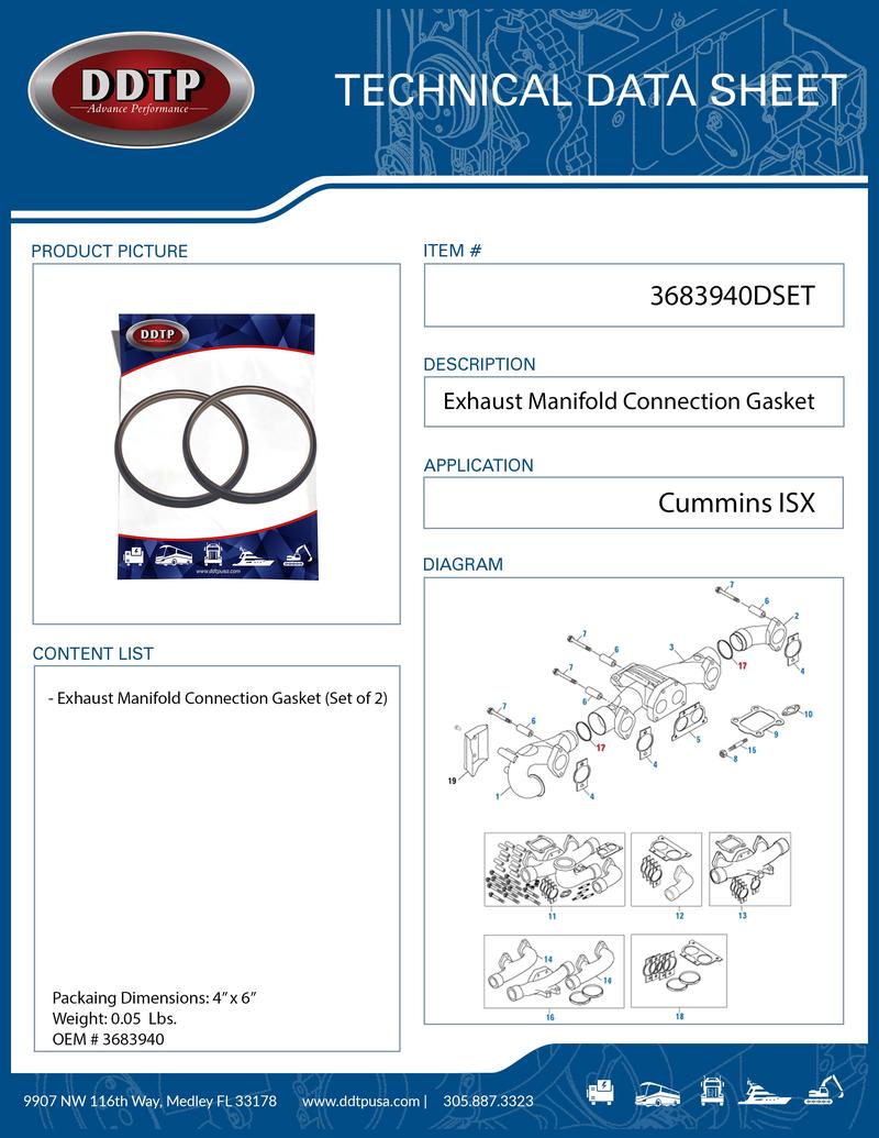 3689540 Exhaust Manifold Connection Gasket Cummins ISX (3683940) – DDTP STORE ...