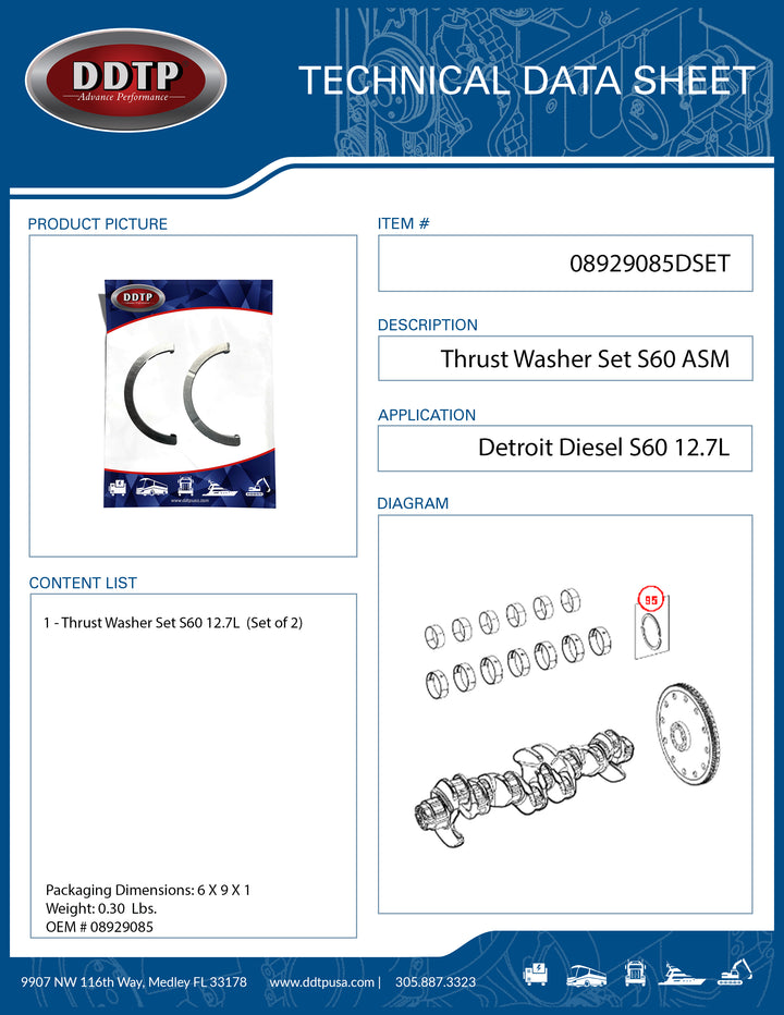 Thrust Washer Set S60 12.7L