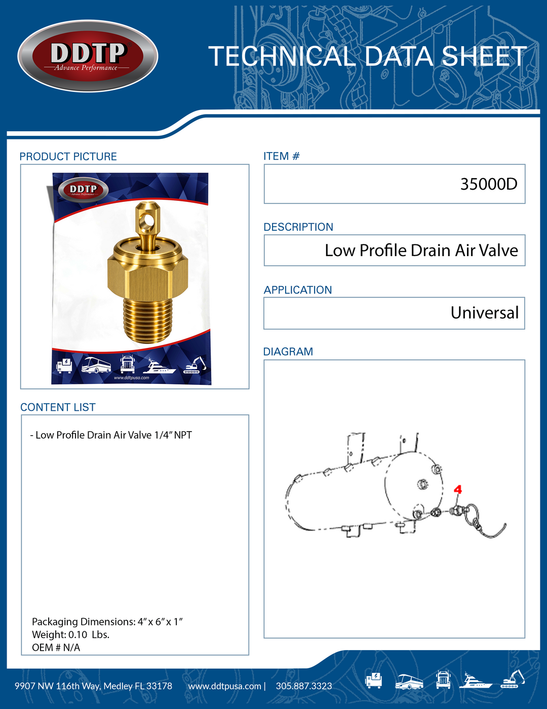 Low Profile Drain Air Valve 1/4" NPT