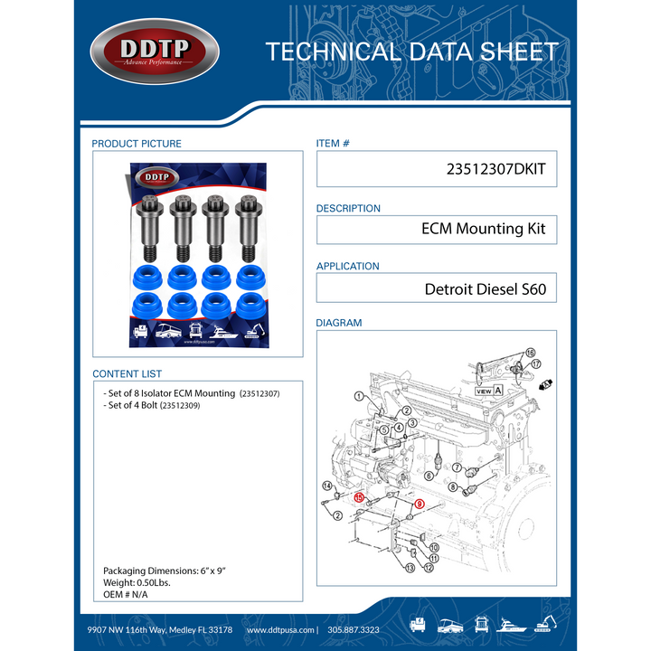 Kit de montaje ECM S60 (8 aisladores y 4 pernos)