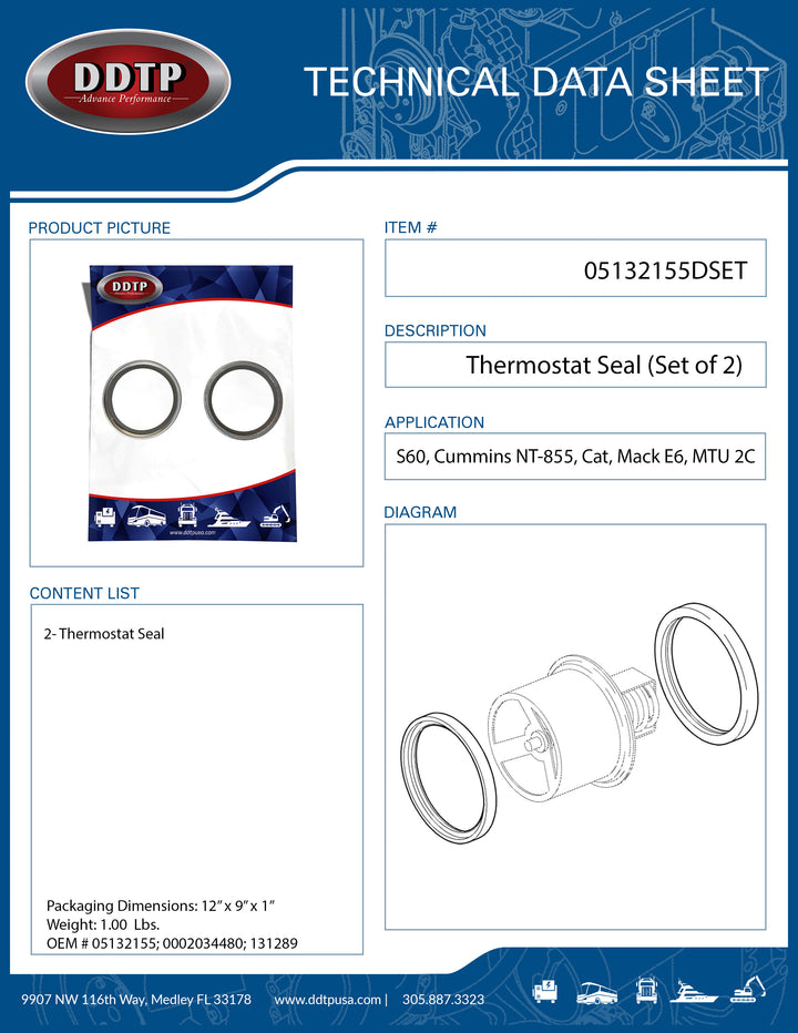 Seal Thermostat (Set of 2)(05132155)