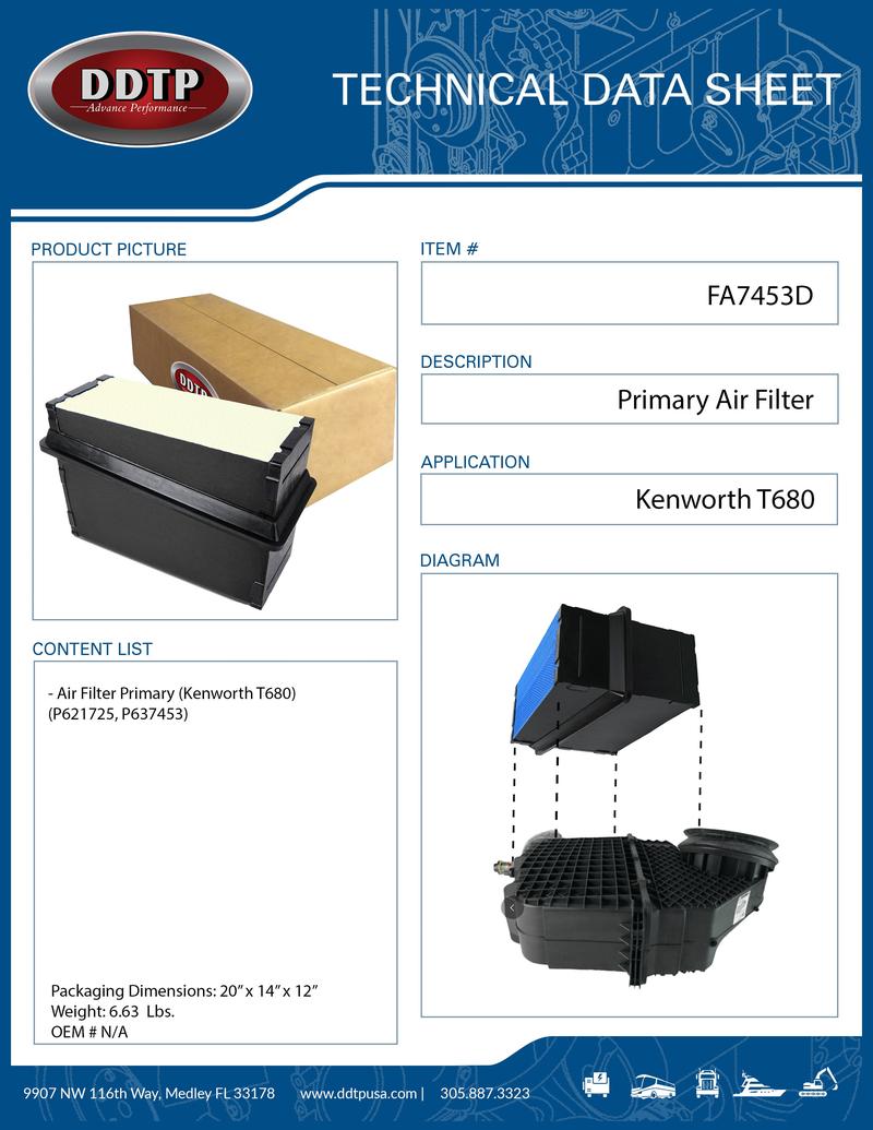 Primary Air Filter (Kenworth T680)(P621725, P637453)