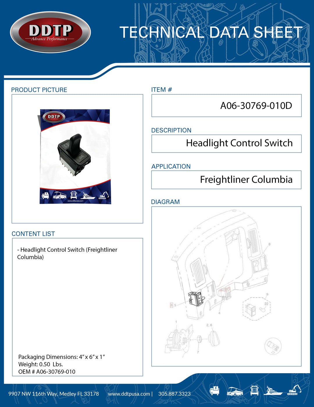 Headlight Control Switch (Freightliner Columbia)