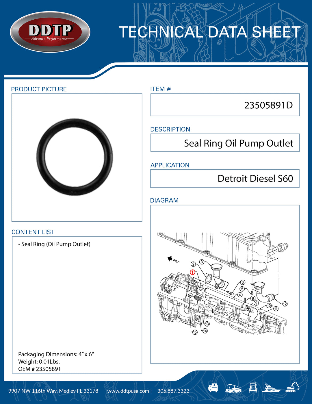 Seal Ring (Oil Pump Outlet) S60 ( 23505891 )
