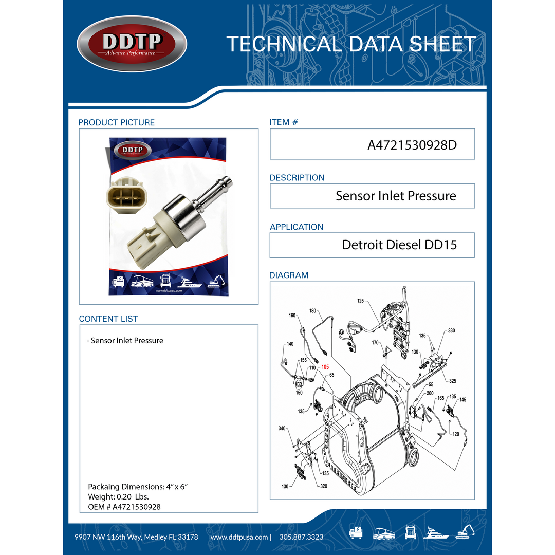 Detroit Diesel DD15 Sensor DOC Inlet Pressure
