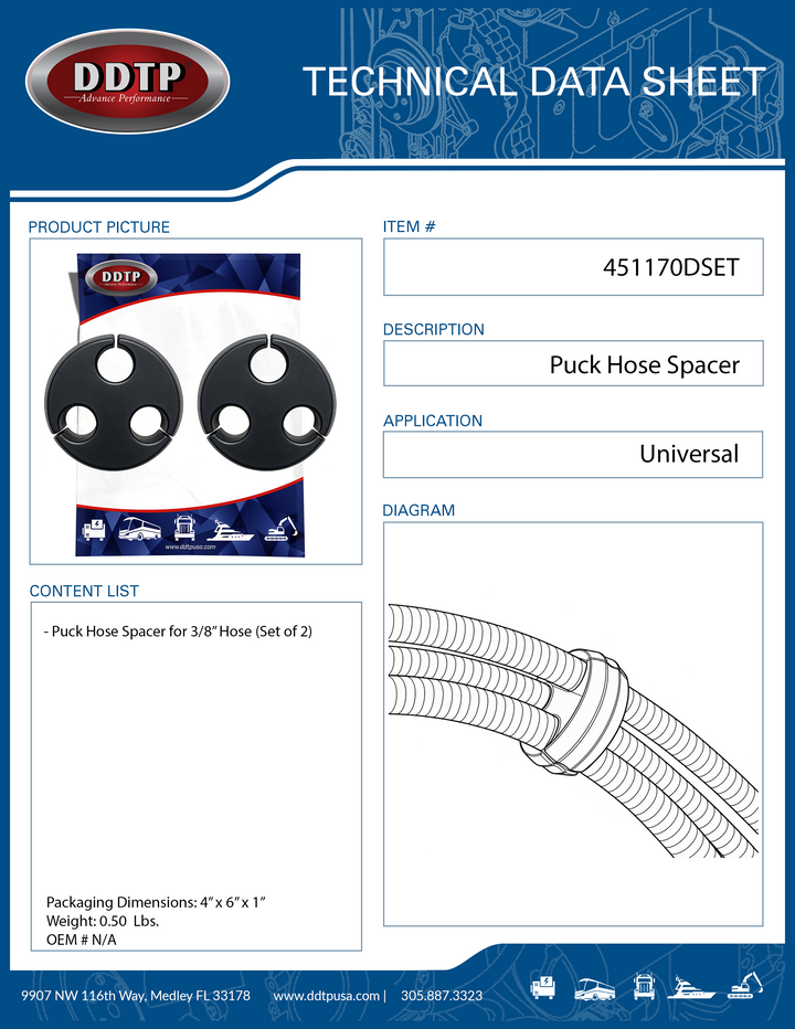 Puck Hose Spacer for 3/8" Hose (Set of 2)