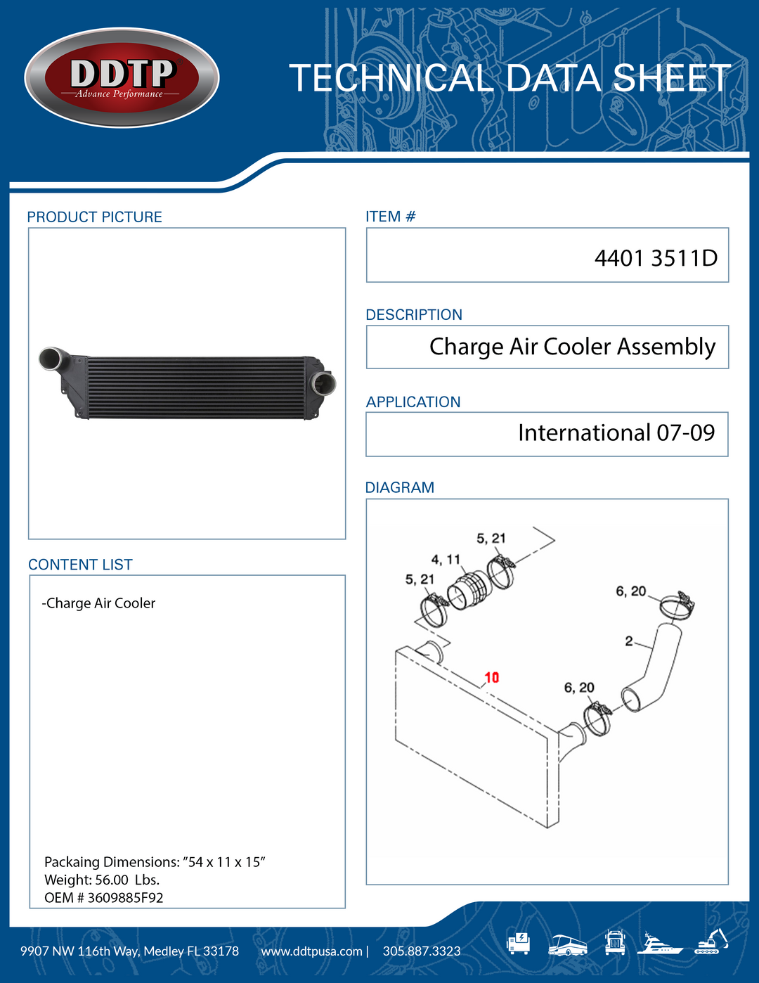 Charge Air Cooler International 07-09 ( 3609885F92 )