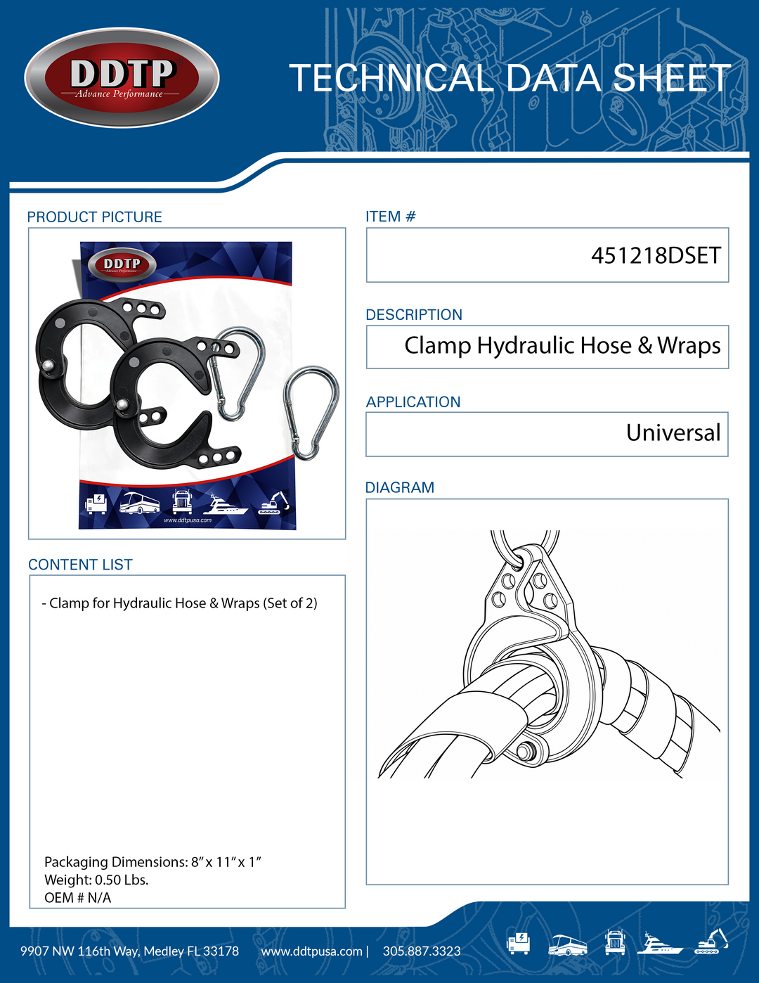 Clamp for Hydraulic Hose & Wraps set of 2