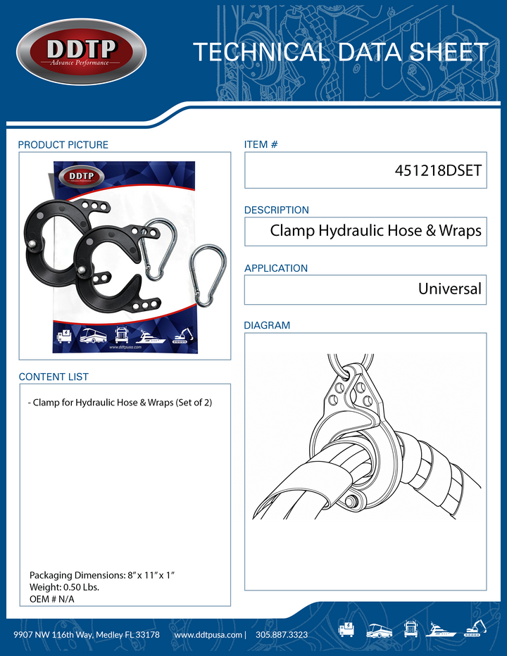 Clamp for Hydraulic Hose & Wraps set of 2
