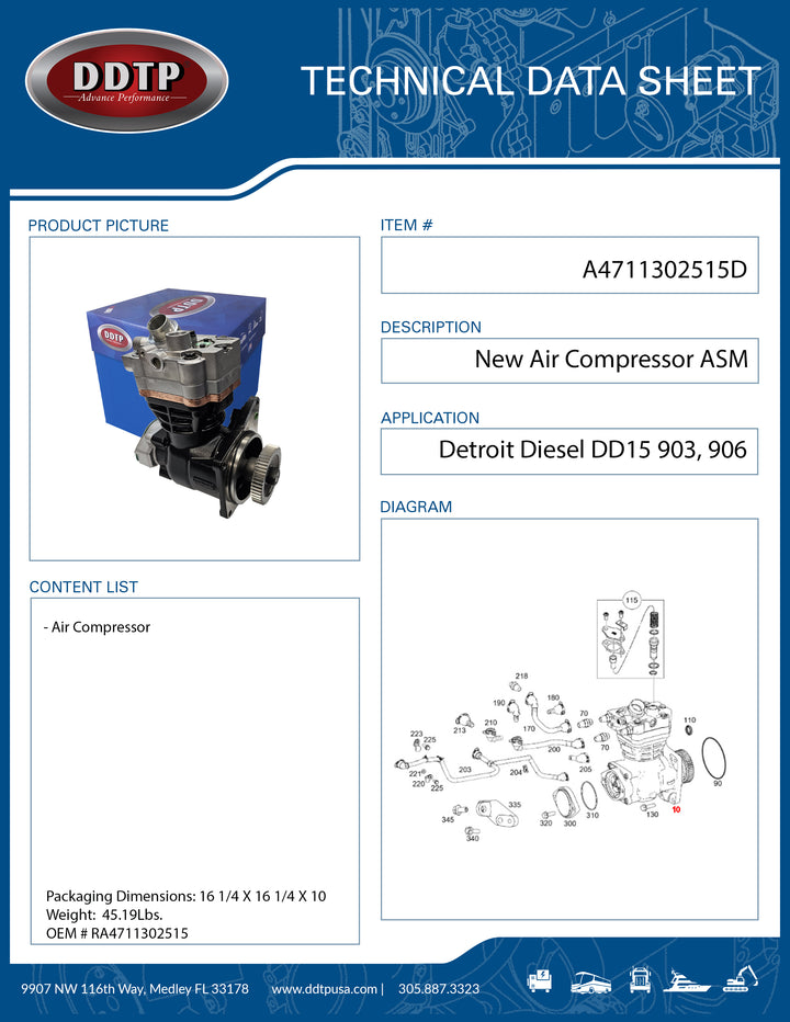 Air Compressor New, DD15 903,906