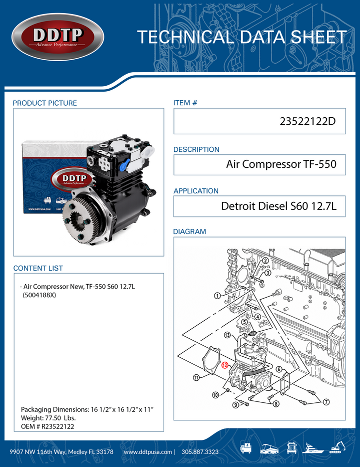 New Air Compressor Tu-Flo 550 Detroit Diesel S60 12.7L