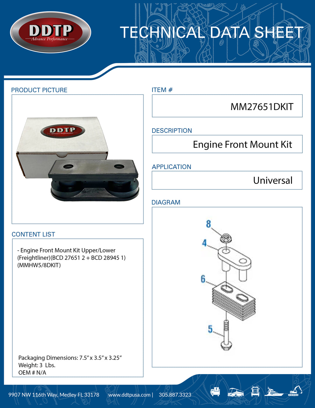 Engine Front Mount Kit Upper/Lower (Freightliner)