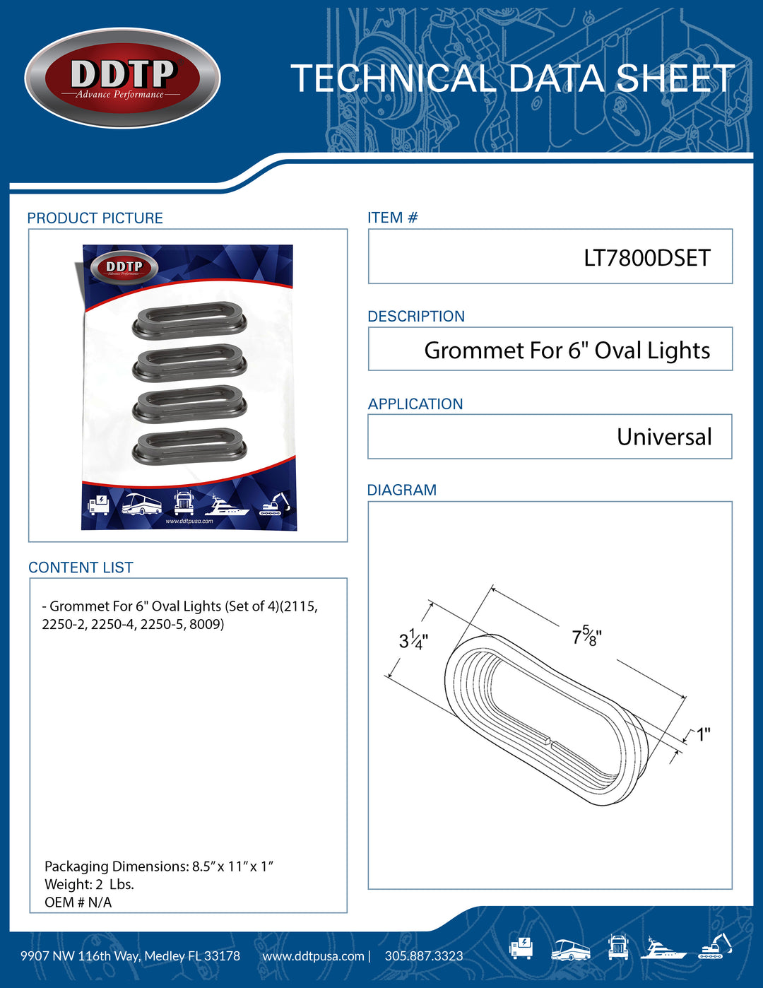 Grommet For 6" Oval Lights (Set of 4)(2115, 2250-2, 2250-4, 2250-5, 8009)