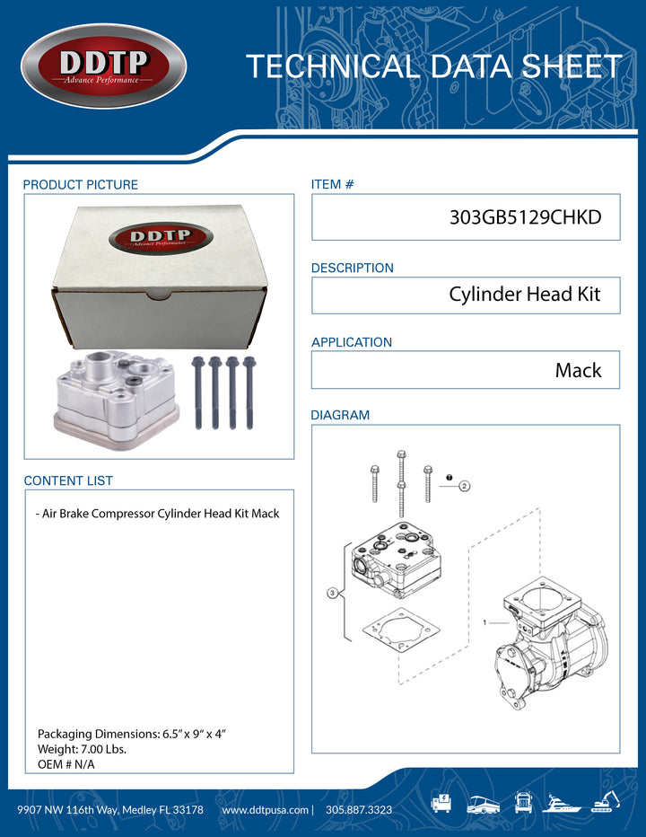 Air Brake Compressor Cylinder Head Kit Mack