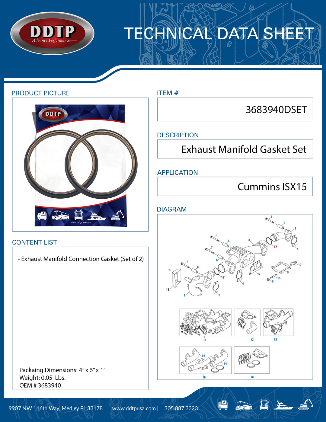 Exhaust Manifold Connection Gasket Cummins ISX15