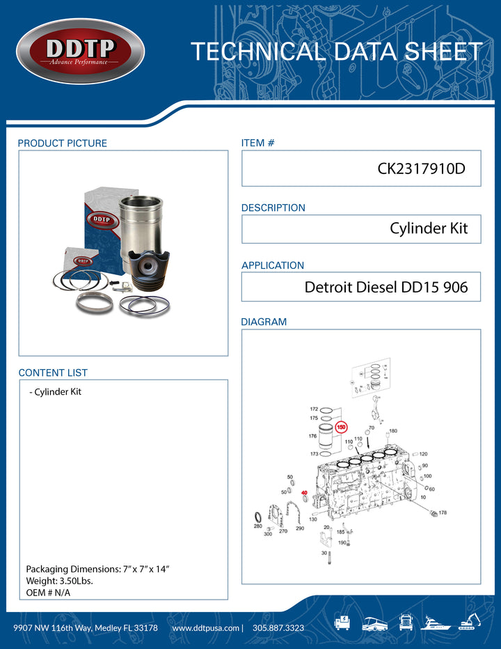 Detroit Diesel DD15 906 Cylinder Kit (A4720111910 & A4720302317)