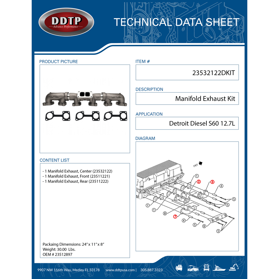 Manifold Exhaust Kit Detroit Diesel S60 12.7L